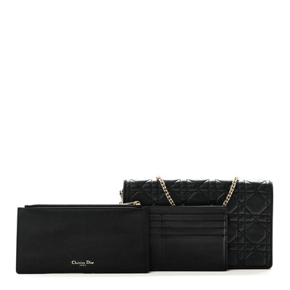 Christian Dior Lambskin Cannage Lady Dior Pouch Black 3 of 11