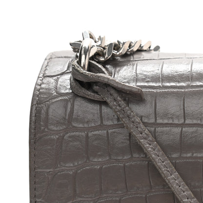 Saint Laurent Calfskin Crocodile Embossed Medium Monogram Sunset Fog 11 of 11