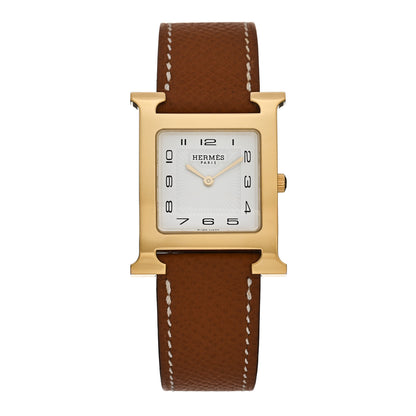 Hermes Stainless Steel Epsom 26mm Heure H Hour Quartz Watch Gold 1 of 5