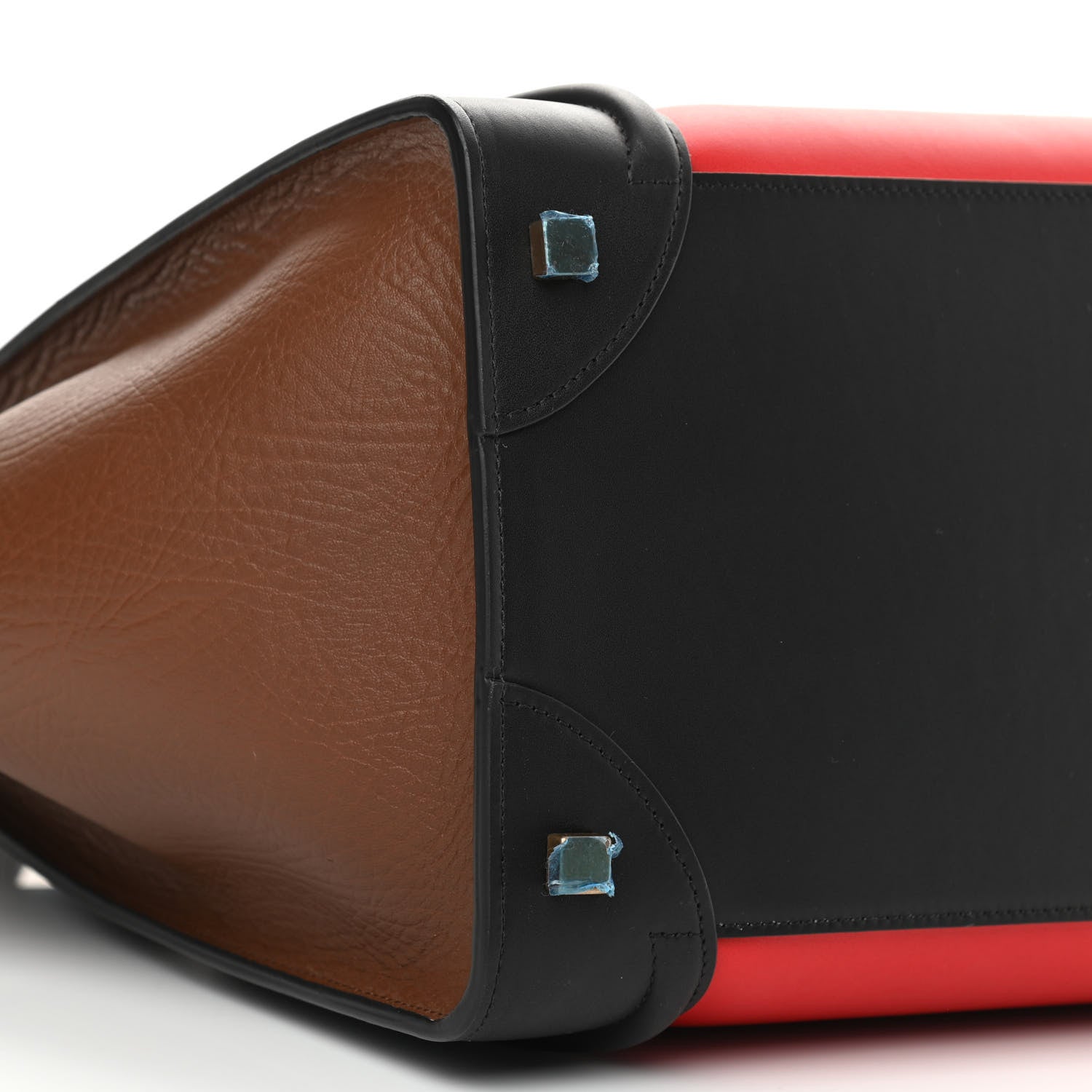 Celine Calfskin Bullhide Mini Luggage Tri-Color Bright Red 8 of 9