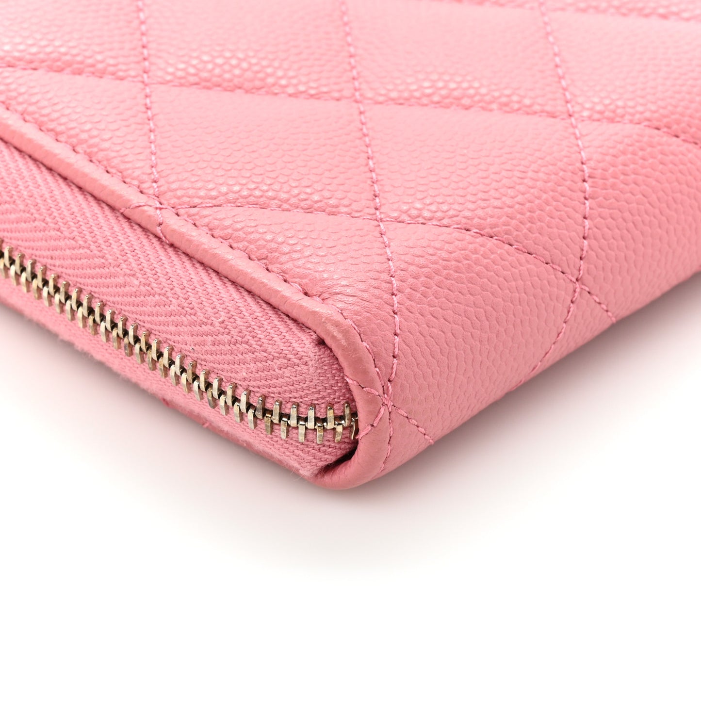 Caviar Quilted Large Gusset Zip Around Wallet Pink