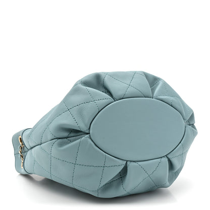 Chanel Calfskin Mini Drawstring CC Bag Blue 4 of 10