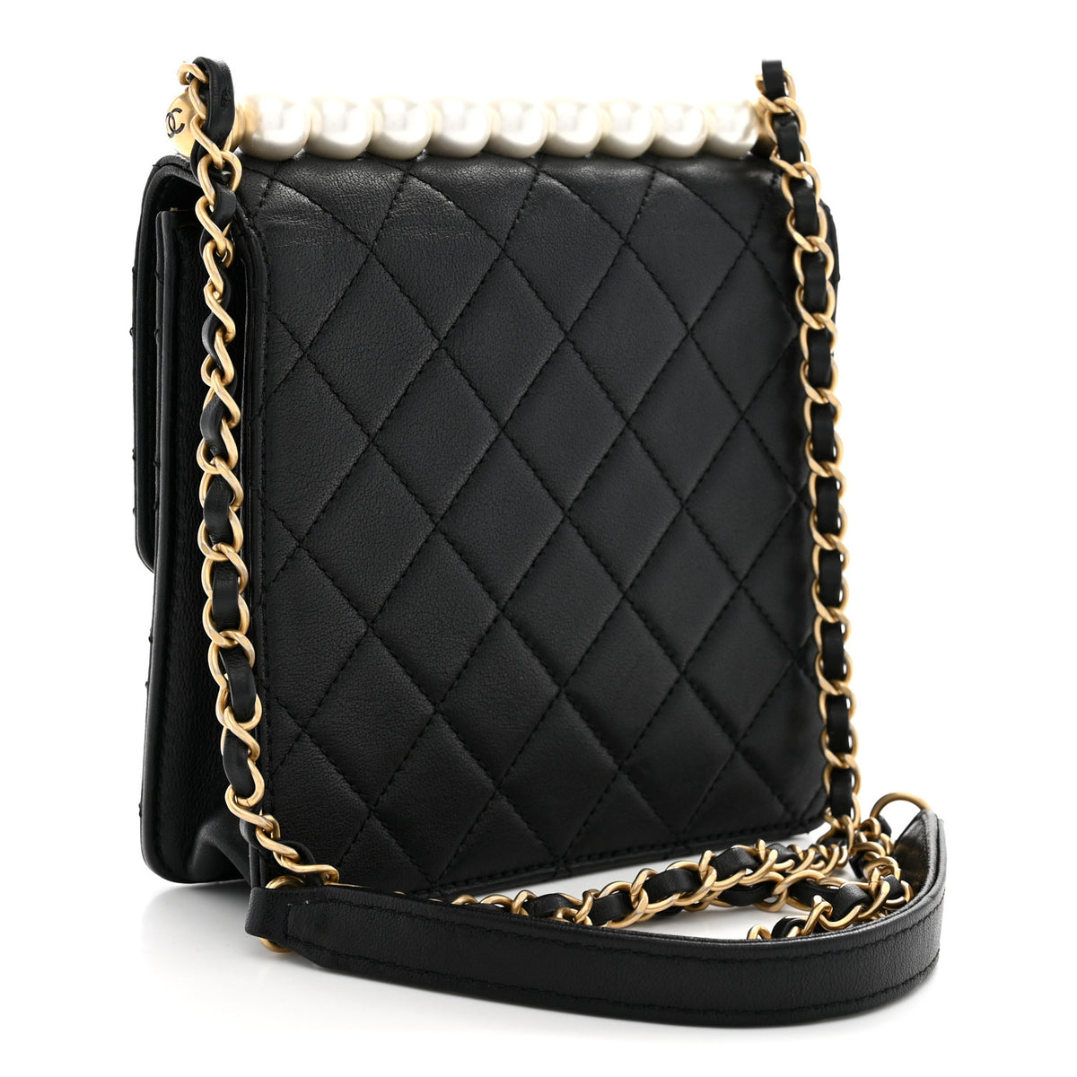 Chanel Goatskin Quilted Chic Pearls Flap Black 3 of 12