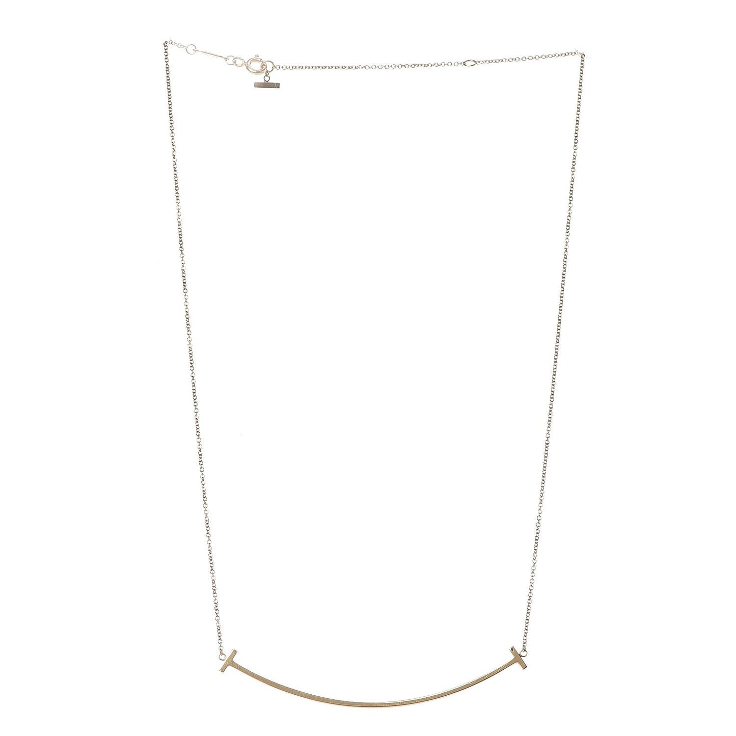 18K Yellow Gold Large T Smile Pendant Necklace