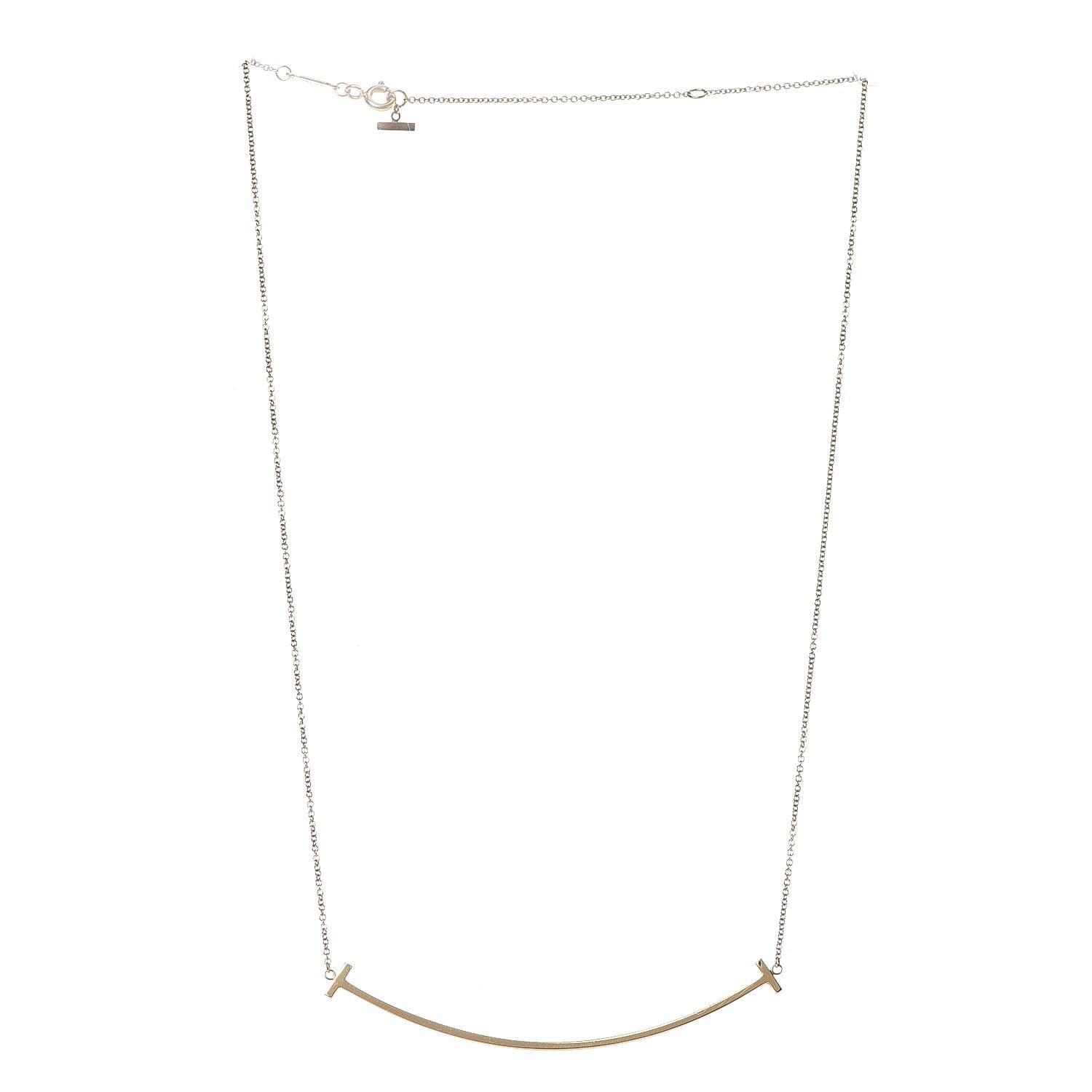 Tiffany 18K Yellow Gold Large T Smile Pendant Necklace 3 of 6
