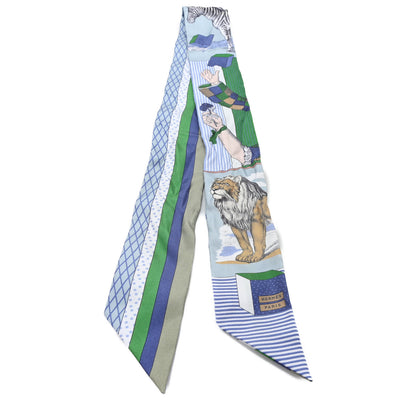 Hermes Silk Twilly Grand Theatre Nouveau Bleu Glacier Vert White 2 of 3