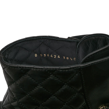Chanel Shiny Lambskin Quilted Lace Up Combat Boots 38.5 Black 6 of 12