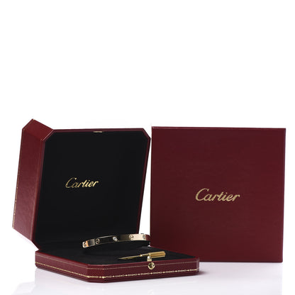 Cartier 18K Yellow Gold 4 Diamond LOVE Bracelet 19 7 of 8