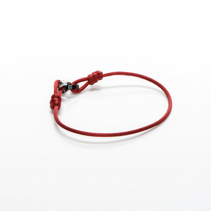 Cartier 18k White Gold Diamond Ceramic Silk Adjustable Two Hoops Love Bracelet Red 3 of 7