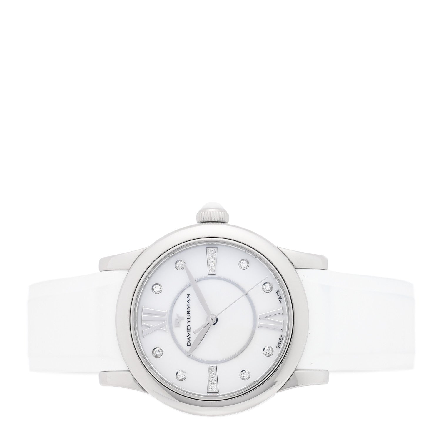 David Yurman Stainless Steel Rubber Diamond 35mm Classic Quartz Watch White 2 of 5