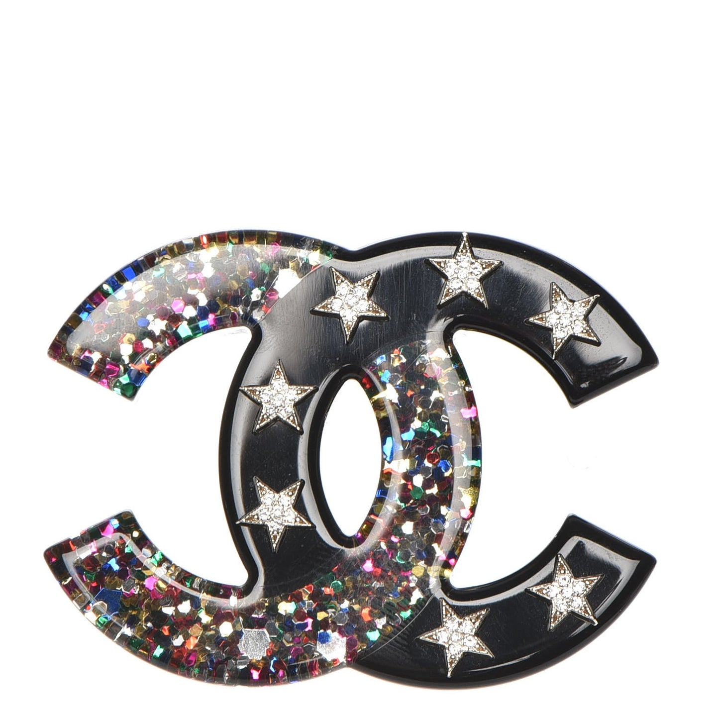 Resin Glitter Crystal CC Star Brooch Multicolor