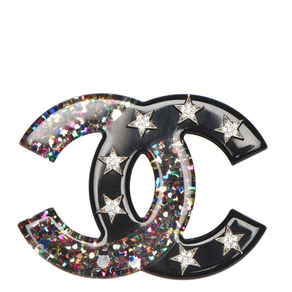 Chanel Resin Glitter Crystal CC Star Brooch Multicolor 1 of 6