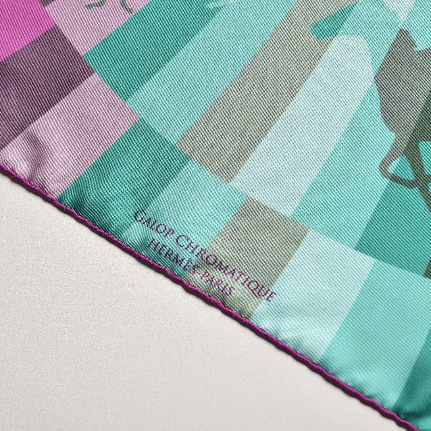 Hermes Silk Galop Chromatique Scarf 90 Fuchsia Turquoise Bleu 4 of 7