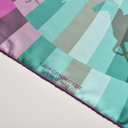 Hermes Silk Galop Chromatique Scarf 90 Fuchsia Turquoise Bleu 4 of 7