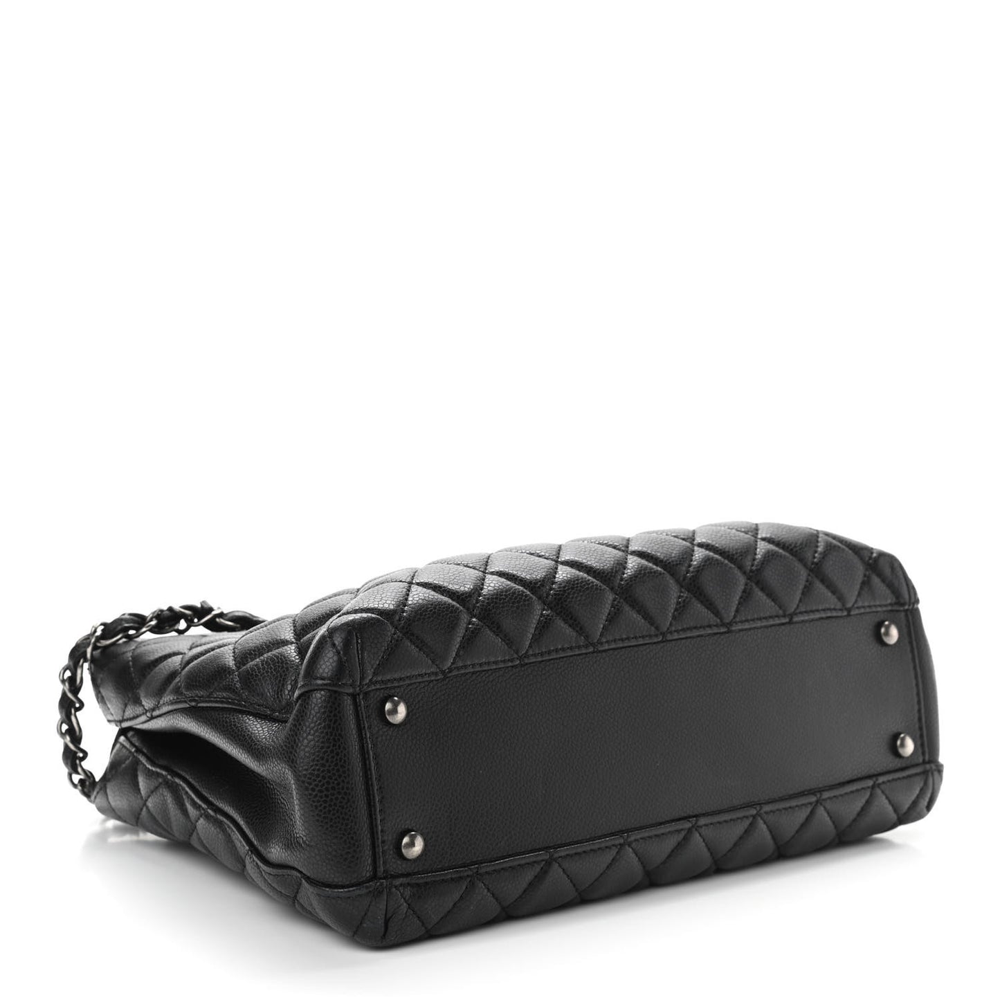 Caviar Quilted City Shopping Tote Black