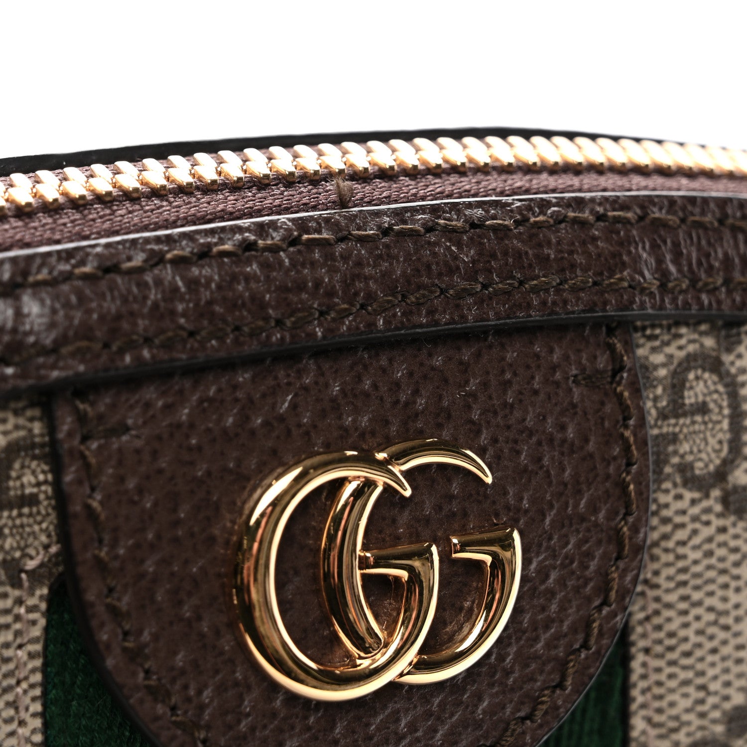 Gucci GG Supreme Monogram Textured Dollar Calfskin Web Small Ophidia Dome Shoulder Bag Beige Ebony New Acero 3 of 11