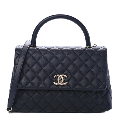 Chanel Caviar Quilted Small Coco Handle Flap Navy 2 of 4