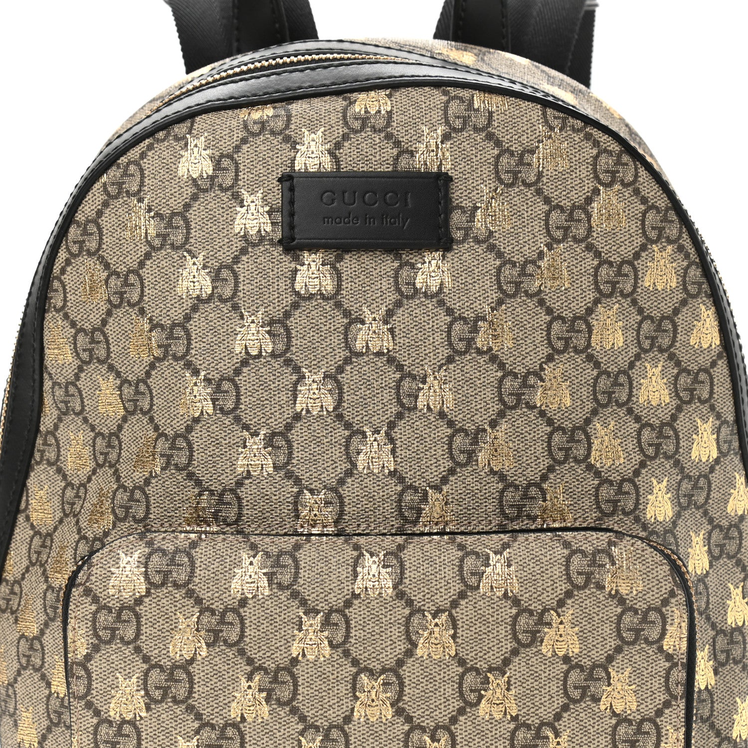 Gucci GG Supreme Monogram Bees Print Small Day Backpack Beige Oro Black 8 of 14