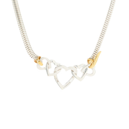 Tiffany Sterling Silver 18K Yellow Gold Heart Snake Chain Necklace 3 of 5