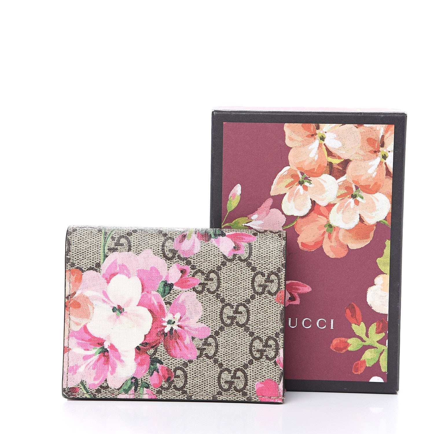 Gucci GG Supreme Monogram Blooms Card Case Beige Multicolor Dry Rose 8 of 8