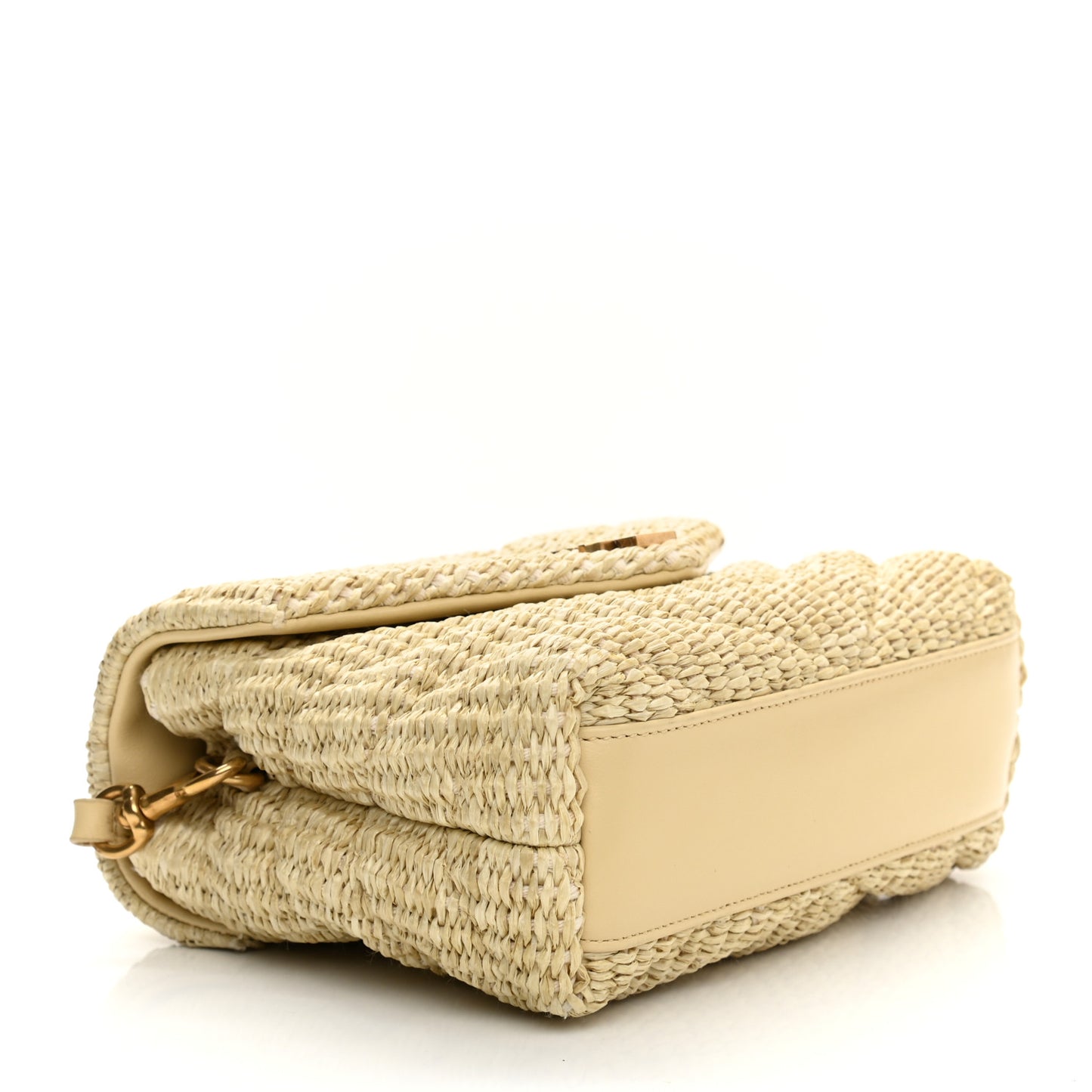 Raffia Monogram Toy Loulou Chain Satchel Naturale