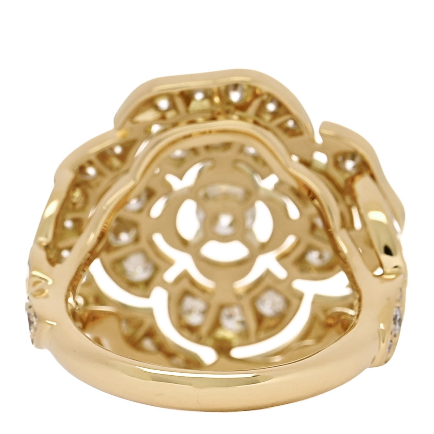 Chanel 18K Yellow Gold Diamond Bouton de Camelia Ring 49 5 4 of 5