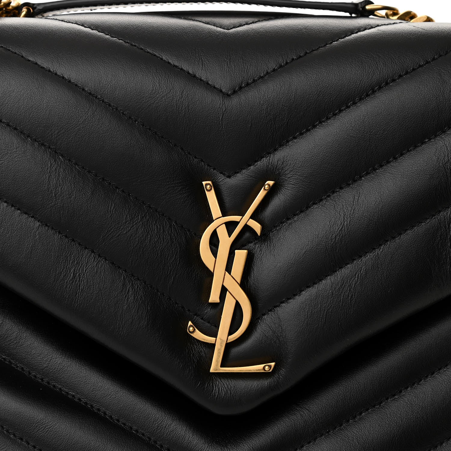 Saint Laurent Calfskin Y Quilted Monogram Medium Loulou Chain Satchel Black 6 of 9