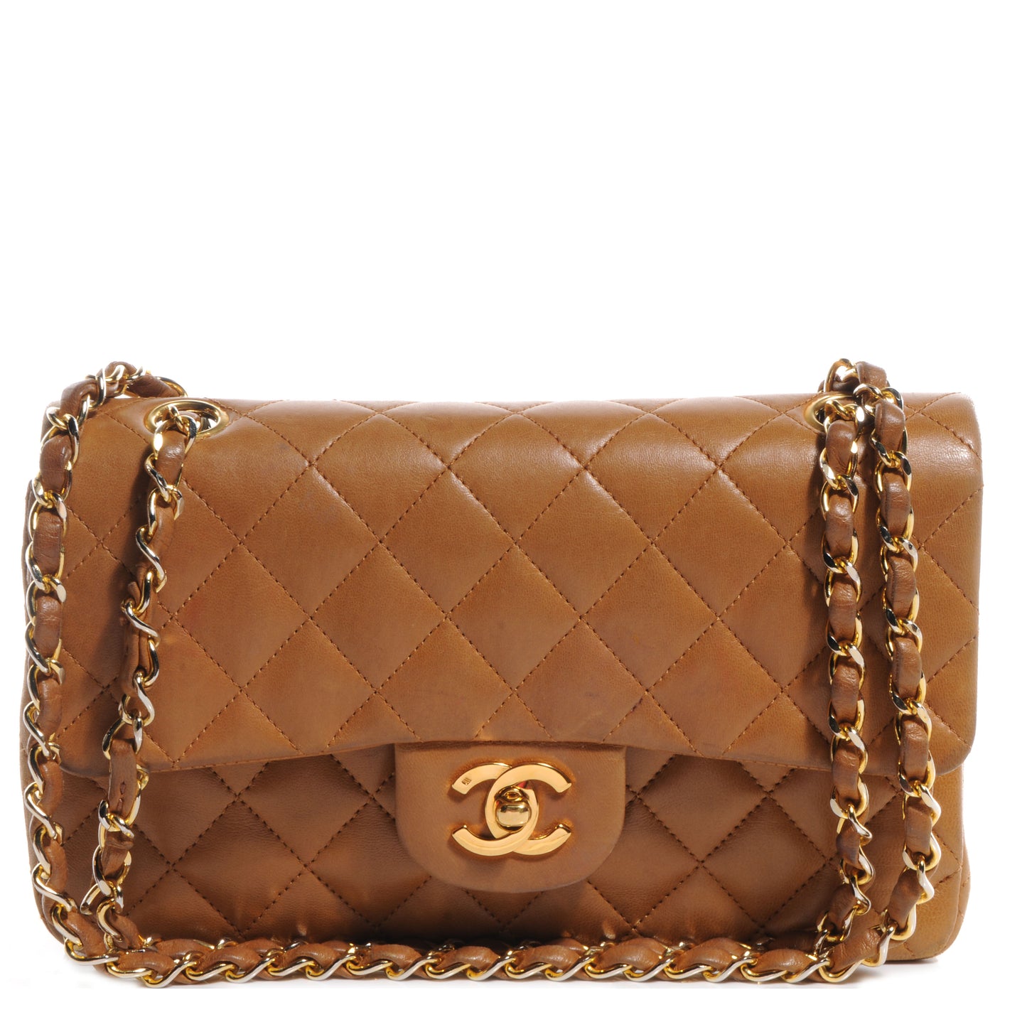 Lambskin Small Double Flap Light Brown