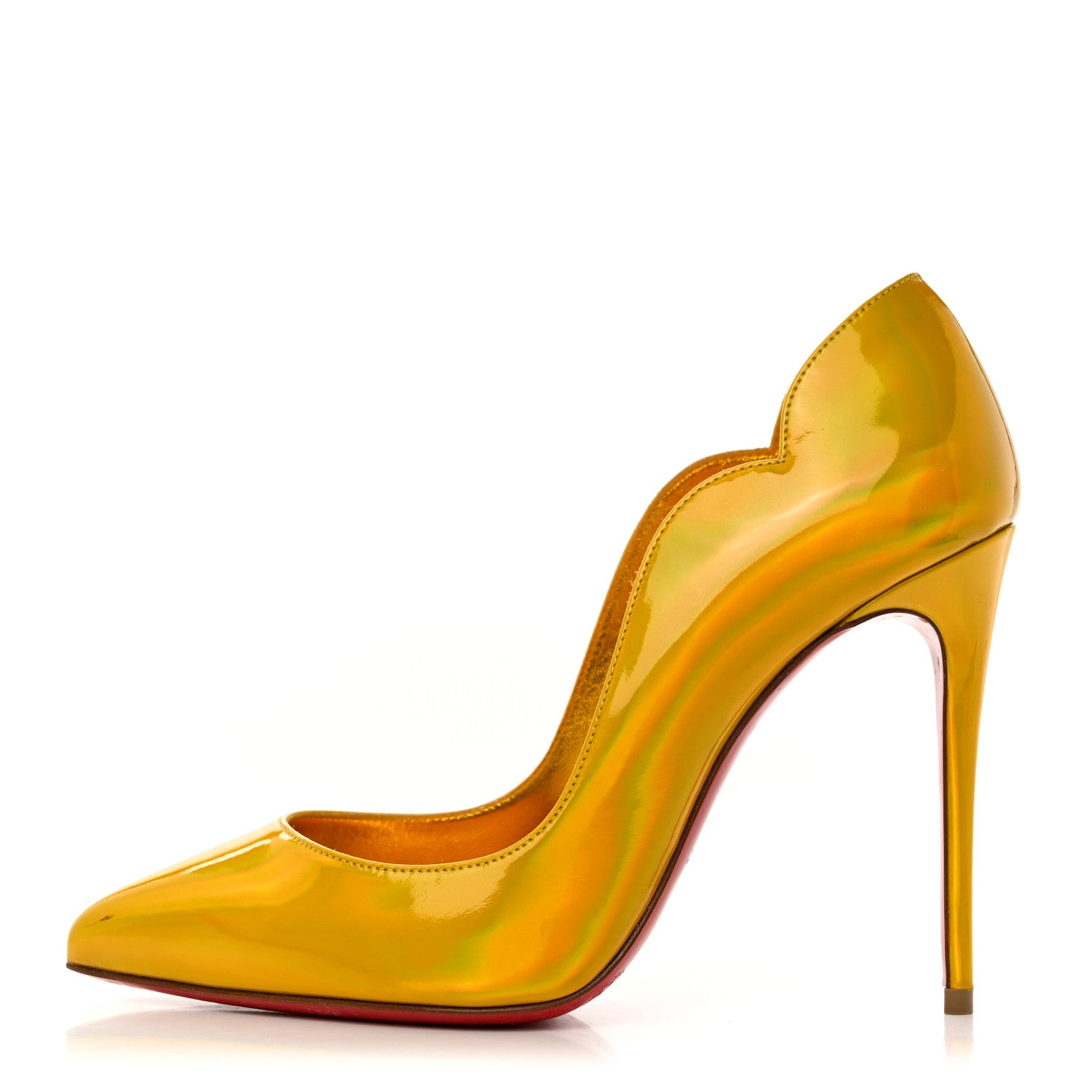 Christian Louboutin Metallic Patent Hot Chick 100 Pumps 36 Yellow 1 of 12