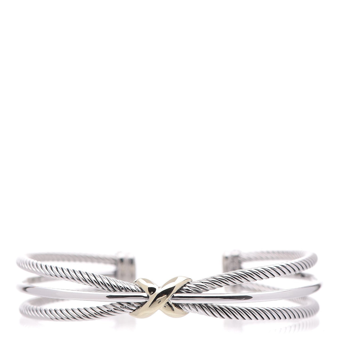 Sterling Silver 18K Yellow Gold 7mm Crossover X Bracelet