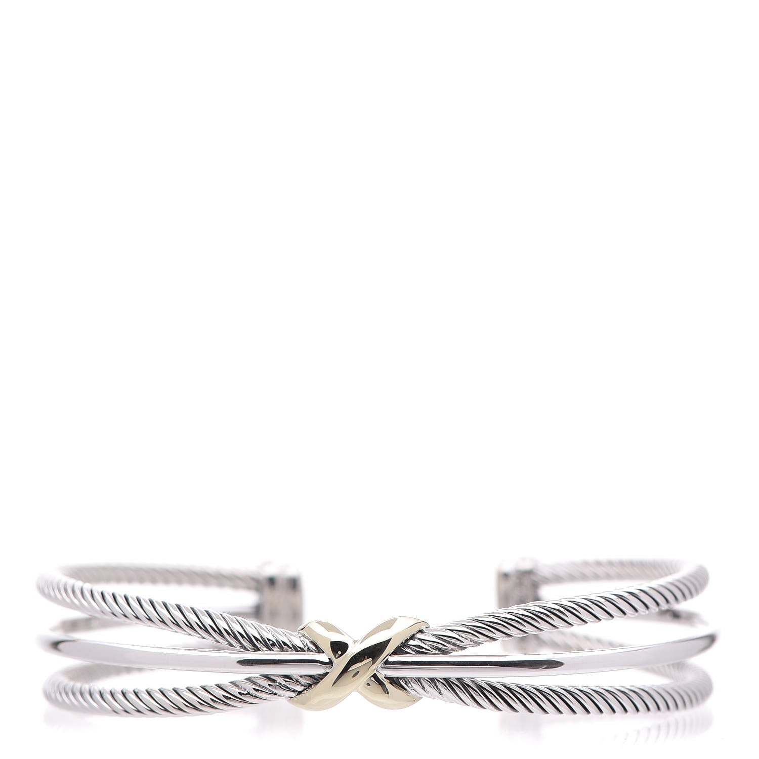 David Yurman Sterling Silver 18K Yellow Gold 7mm Crossover X Bracelet 7 of 8