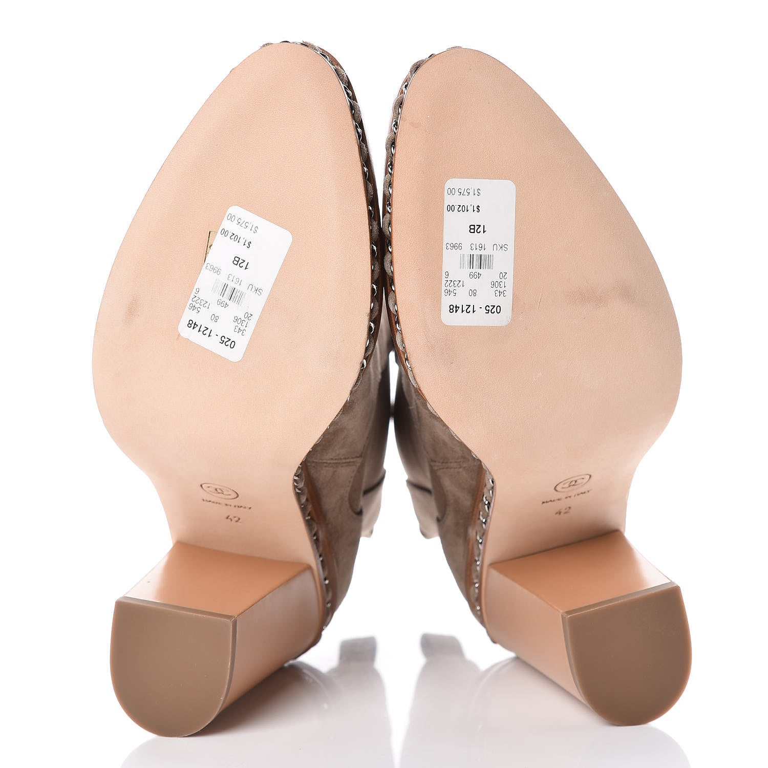 Chanel Suede Chain Around Elastic Boots 42 Light Brown 5 of 9