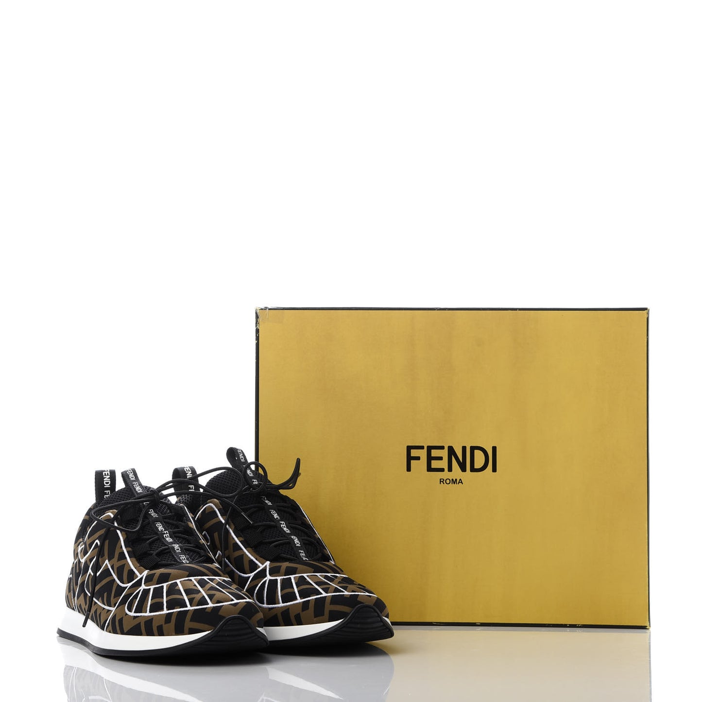 Stretch Fabric FFreedom Sneakers 39 Tobacco Black White