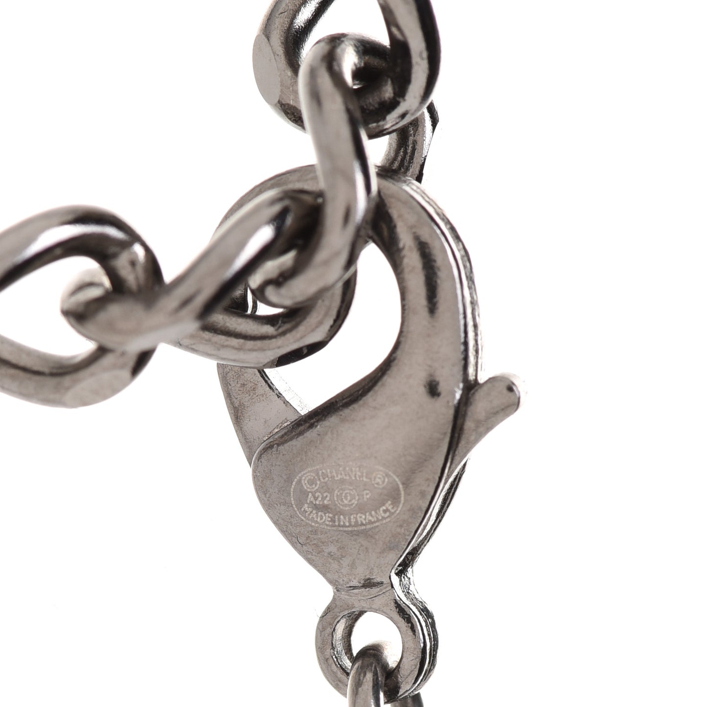Ruthenium Crystal Chain CC Lucky Charms Choker Silver