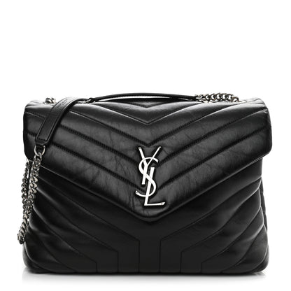 Saint Laurent Calfskin Y Quilted Monogram Medium Loulou Chain Satchel Black 1 of 9