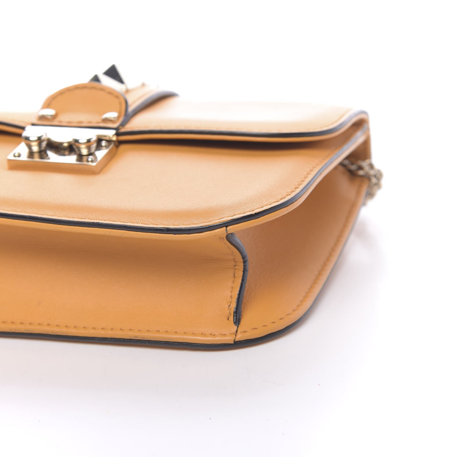 Valentino Garavani Vitello Small Glam Lock Rockstud Flap Mandarin Sorbet 10 of 12