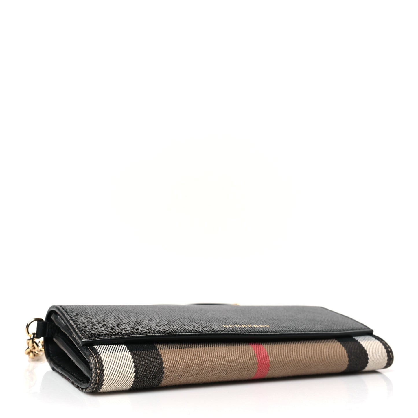 Grainy Calfskin House Check Henley Wallet On Chain Black