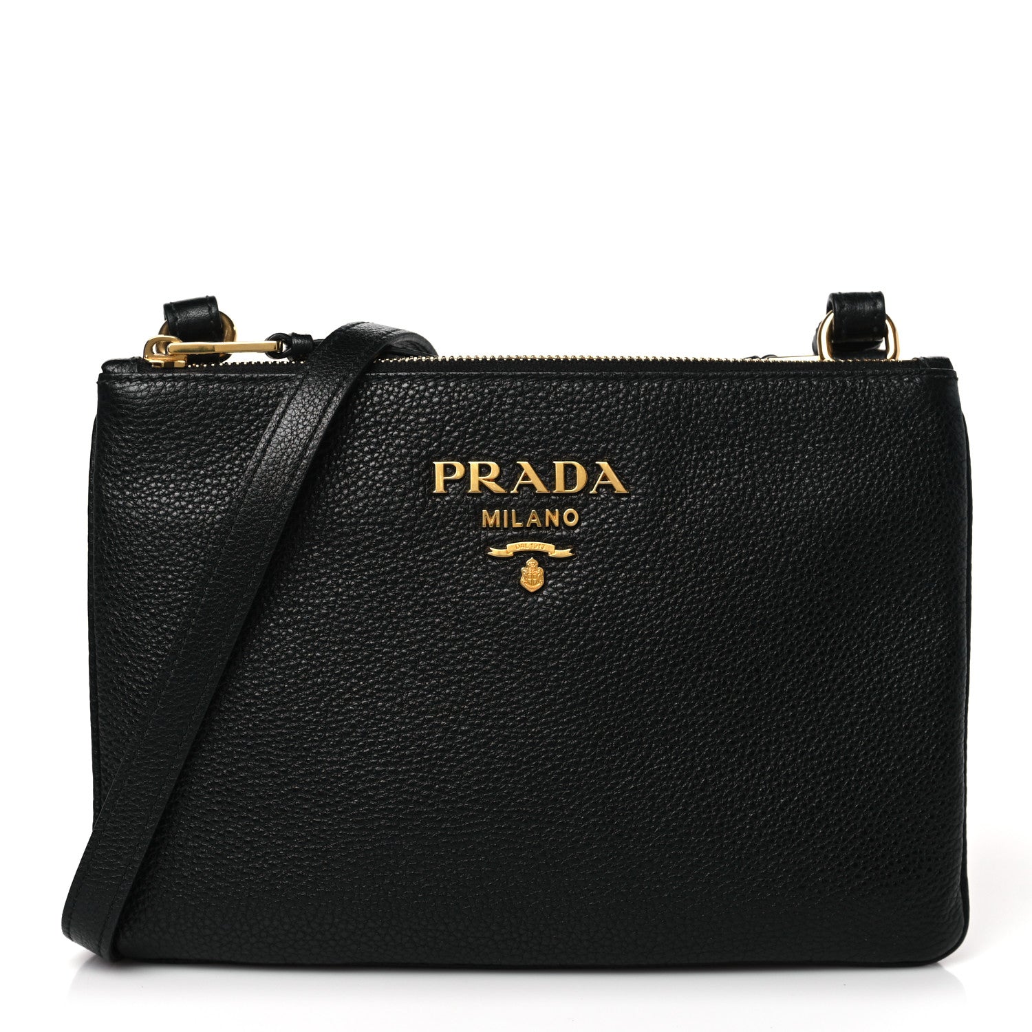 Prada Vitello Phenix Double Zip Crossbody Bag Black 1 of 9