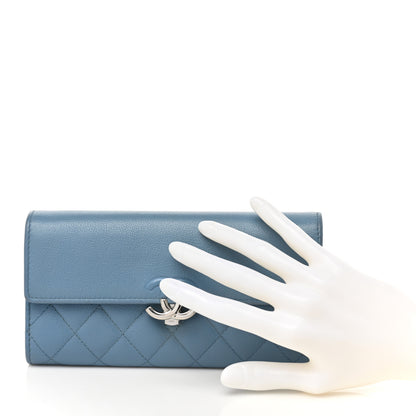 Chanel Grained Calfskin Quilted CC Box Flap Wallet Blue 2 of 10