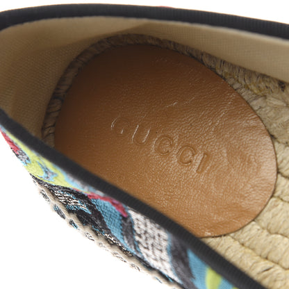 Gucci Tapestry Brocade Blind For Love Espadrilles 37 Acquamarine Green Black 6 of 8