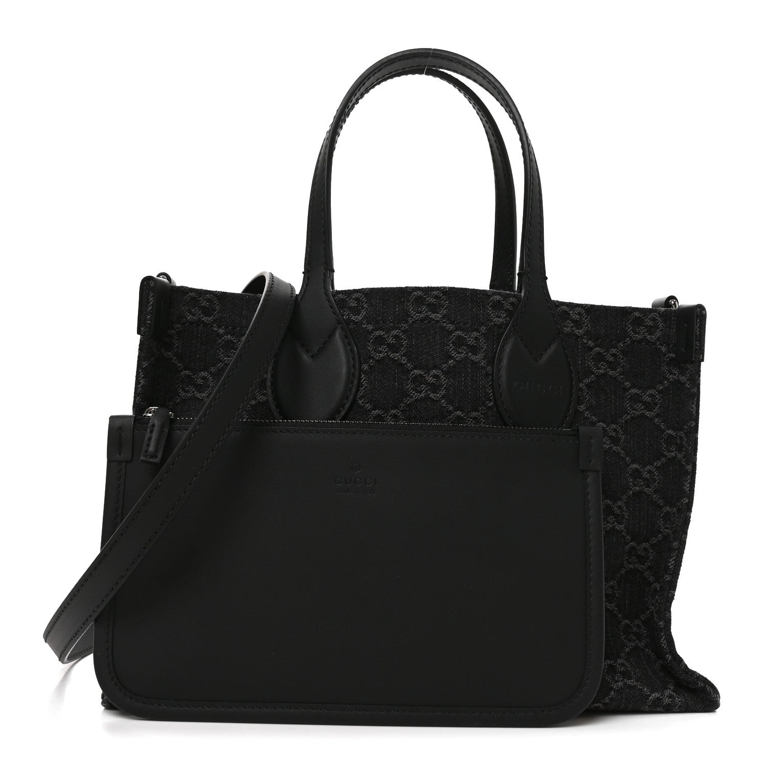 Gucci Denim Ophidia GG Monogram Tote Medium Black Grey 1924090