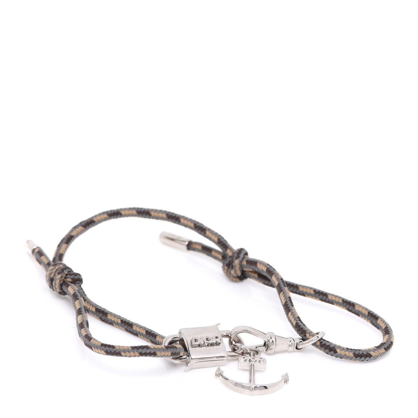 Technical Cord Brass Anchor Bracelet Blue Grey