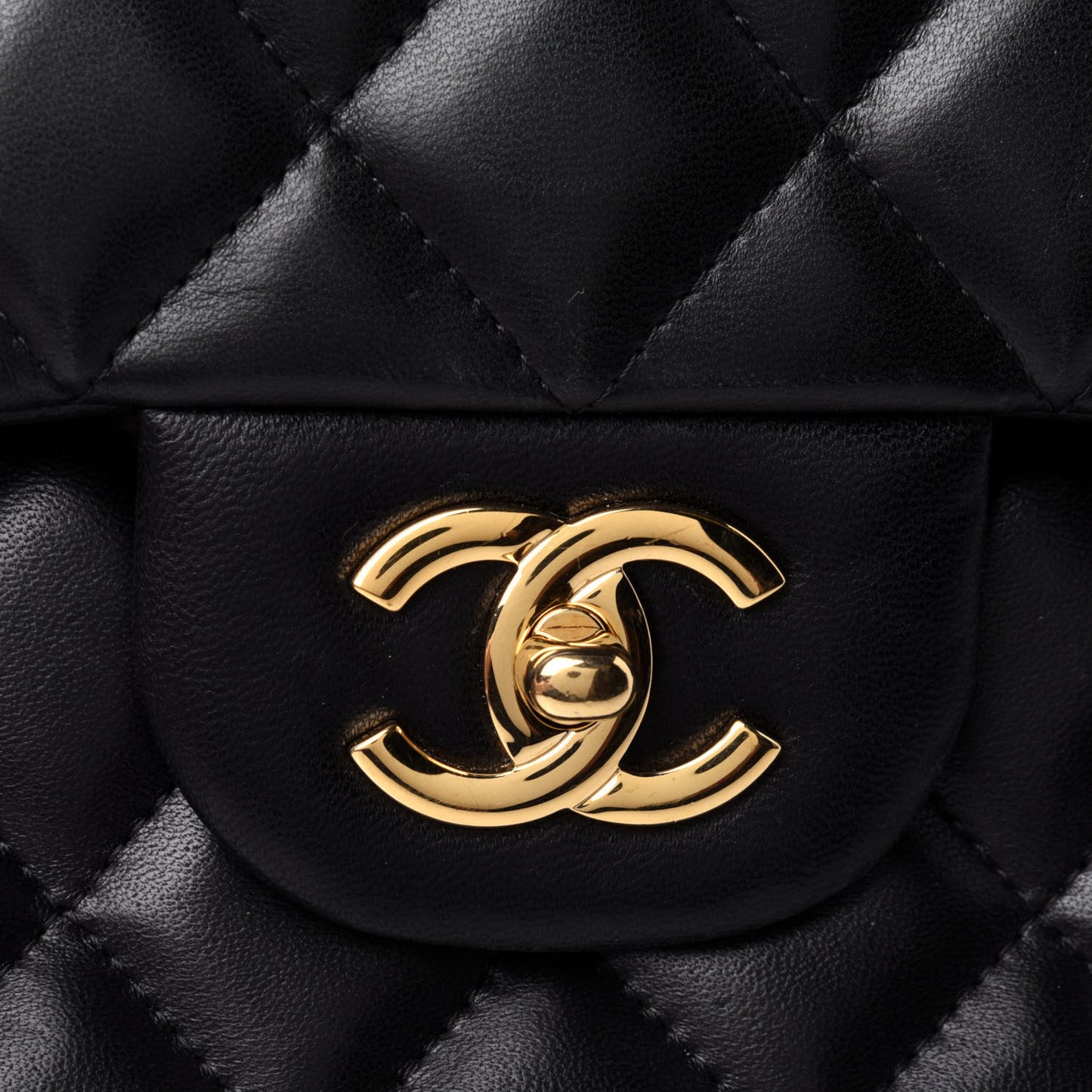 Lambskin Quilted Jumbo Double Flap Black