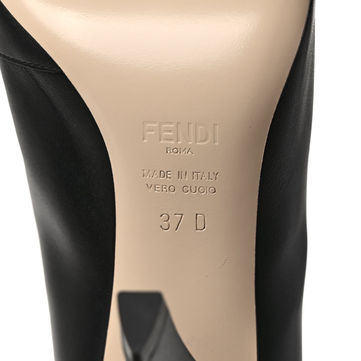 Fendi Vitello Karligraphy Embossed Knee High Boots 37 Black 6 of 7