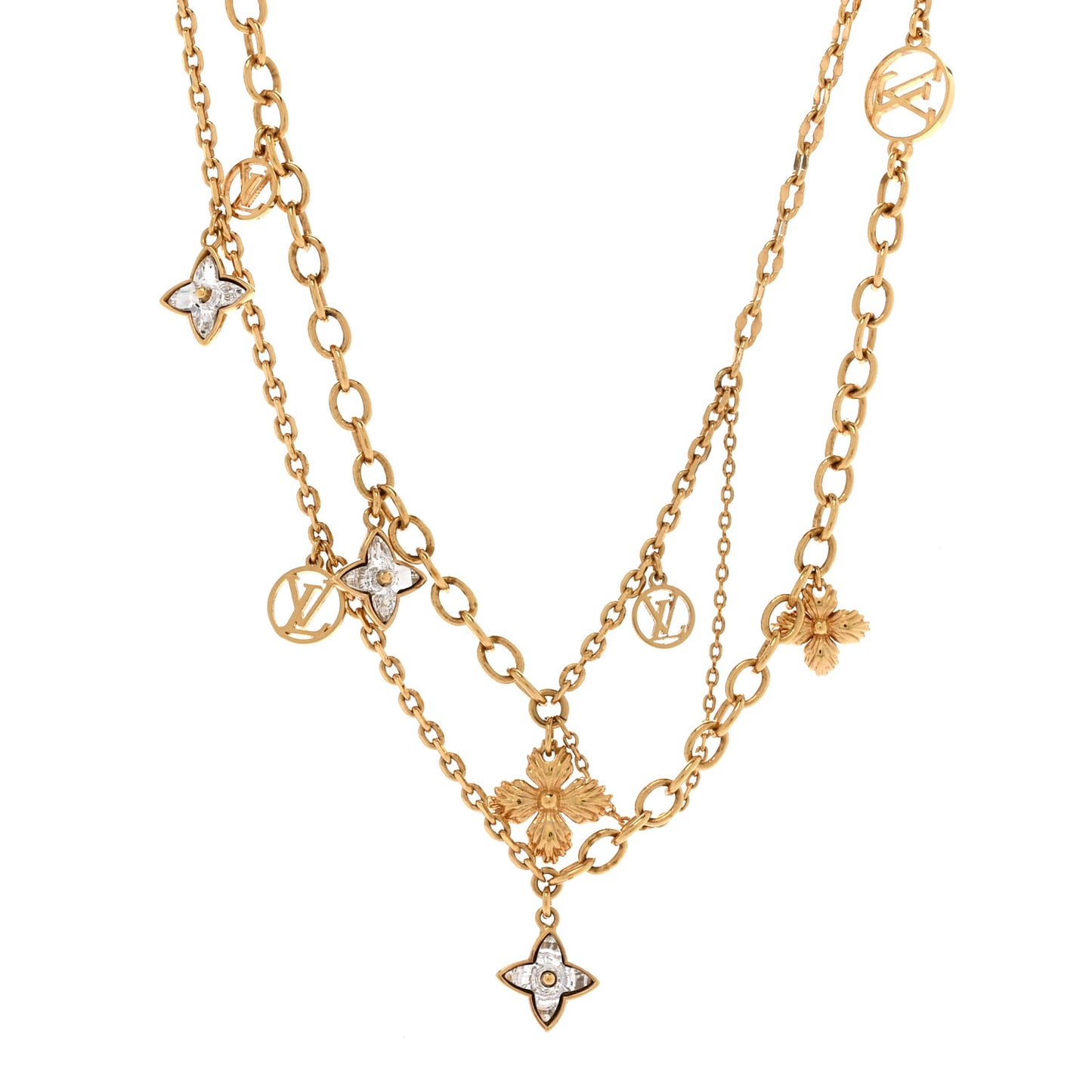 Metal Blooming Strass Necklace Gold