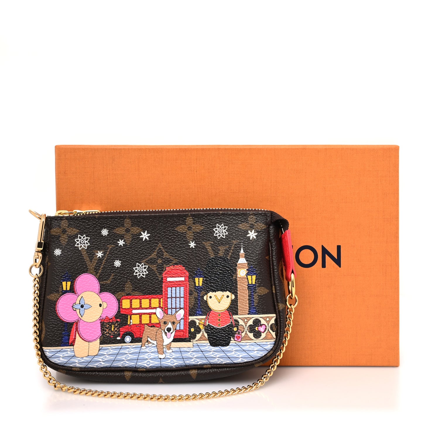 Monogram 2021 Christmas Animation London Mini Pochette Accessories Red