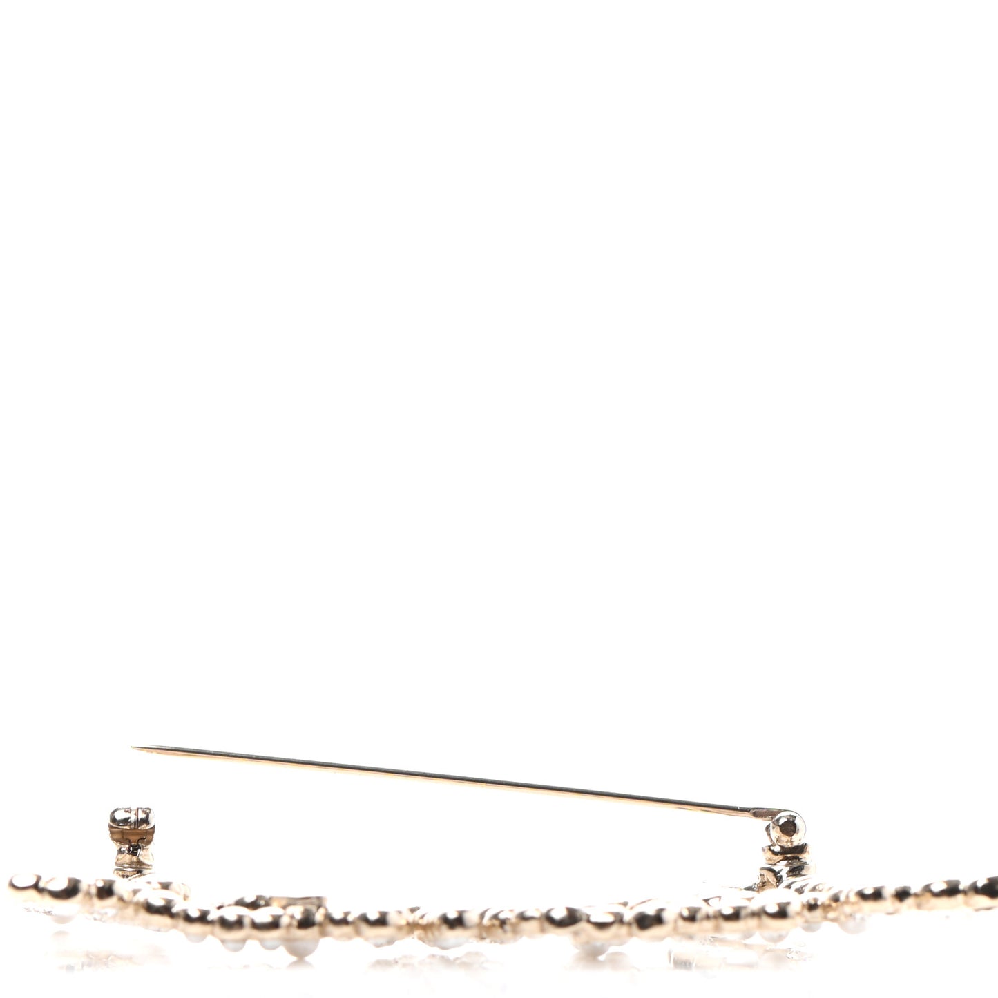 Metal Glass Swirling Pearls Brooch Pin Gold
