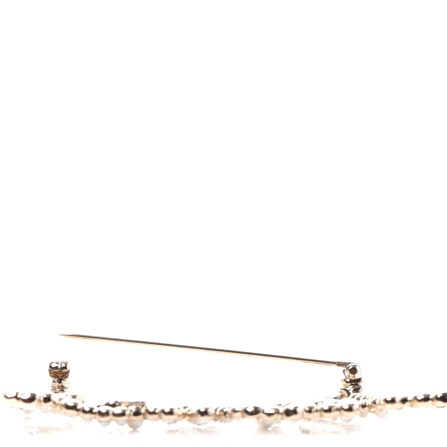 Chanel Metal Glass Swirling Pearls Brooch Pin Gold 3 of 4