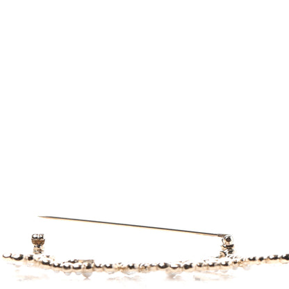 Chanel Metal Glass Swirling Pearls Brooch Pin Gold 3 of 4