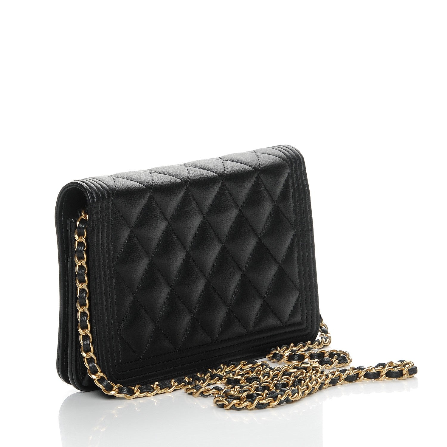 Chanel Caviar Quilted Boy Wallet On Chain WOC Black 3 of 9
